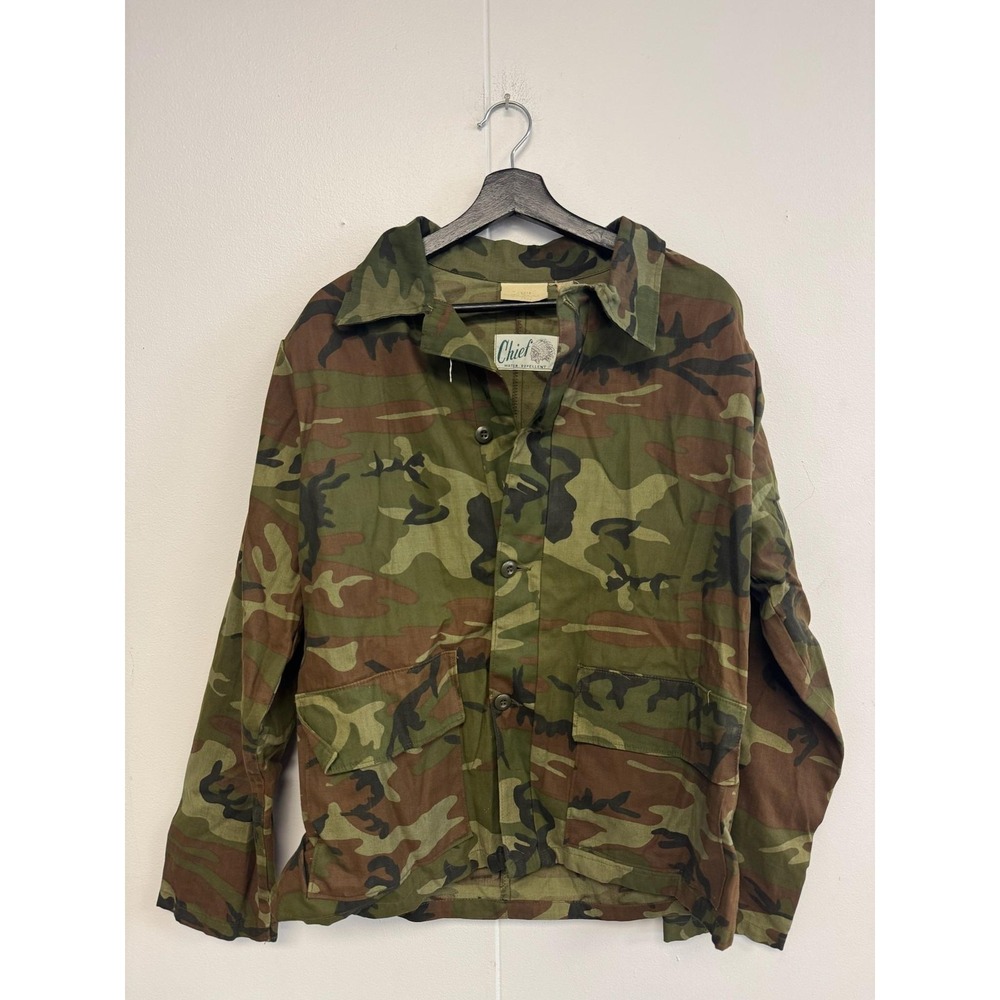 Vintage Chief Jacket Mens Large Camo Water Repellent Hunting‎ Field Coat 70s